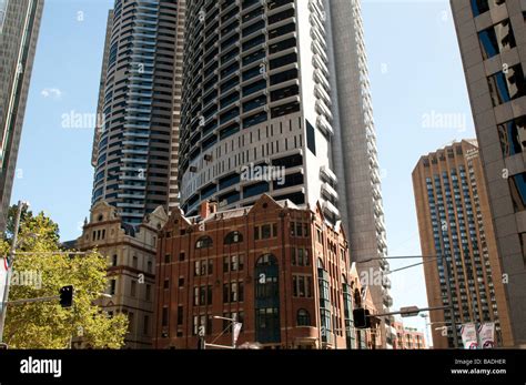 Old and new buildings on George Street Central Business District Sydney ...