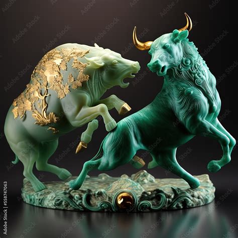 Concept art of Bullish and Bearish, sculpture of bull vs bear Stock ...