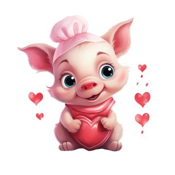 Cute Little Pig Bring A Heart And Feeling So Happy Valentine Day, Cute Love, Cute Heart, Heart ...