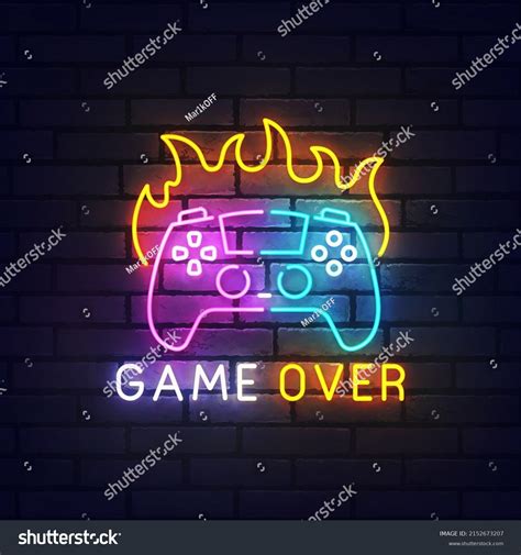 Game Over Neon Sign Bright Signboard Stock Vector (Royalty Free ...