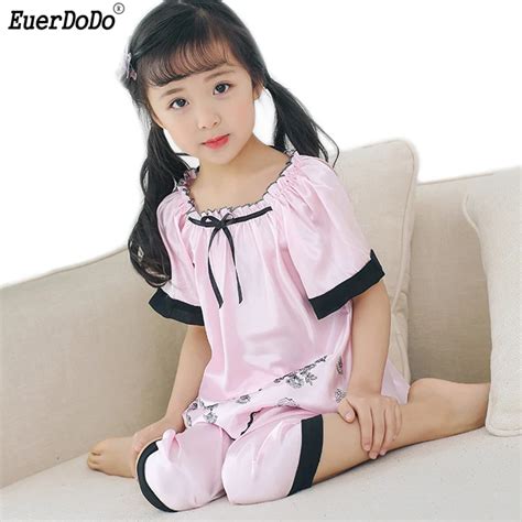 Girls Pajamas Summer Silk Sleepwear Kids Pajamas For Girls Clothing Set 2 10 Years Children ...