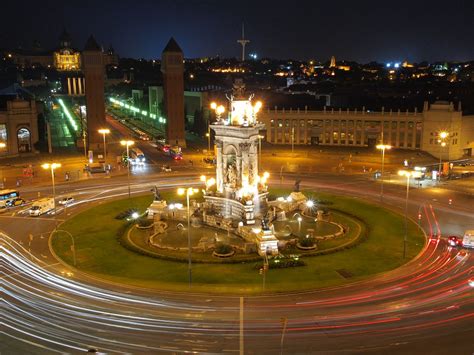 Spain Rotary Barcelona Night View Spain Square-12 Inch By 18 Inch ...