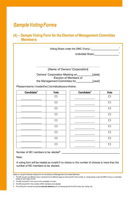 Free Printable Ballot Templates [Word, PDF] Sample Voting