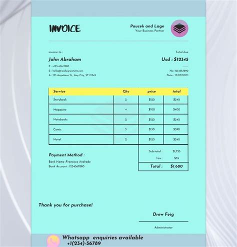 An Invoice Form With Blue Background - vrogue.co