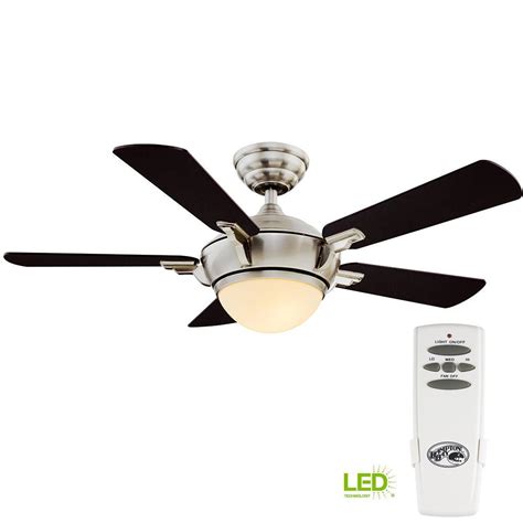 Ceiling Fan w Light Kit Remote Control Midili LED Indoor Brushed Nickel ...