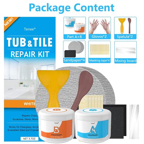 Bath Repair Kit & Bath Enamel Repair Kit White – 3.7 OZ Bath Enamel Repair Kit with Super ...