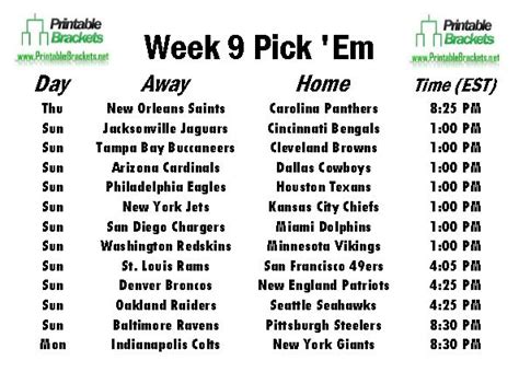 NFL Pick Em Week 9 | Pro Football Pick Em Week 9