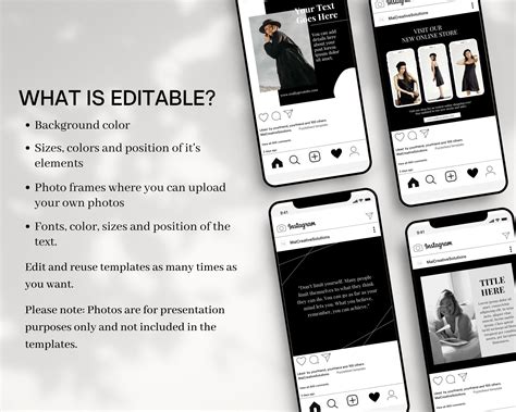 Black Instagram Template Bundle Canva Instagram Post and | Etsy