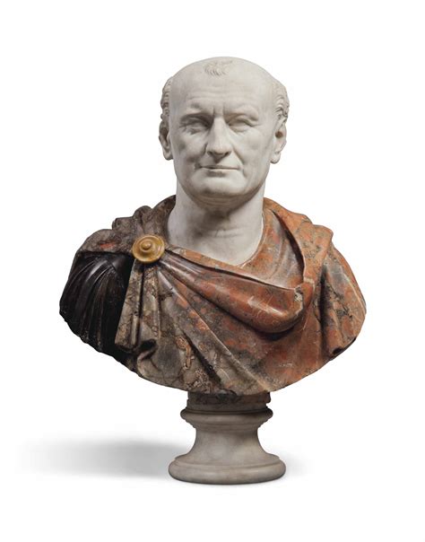 AN ITALIAN WHITE AND BRECCIA MARBLE BUST OF THE EMPEROR VESPASIAN ...