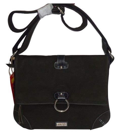 Kan Black Fossil Leather Sling Bag for Women - Buy Kan Black Fossil Leather Sling Bag for Women ...