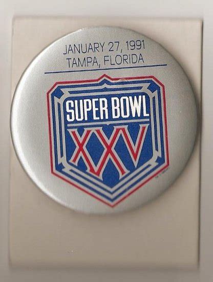 1991 Super Bowl (Superbowl) XXV 25 pin button New York Giants, Buffalo ...