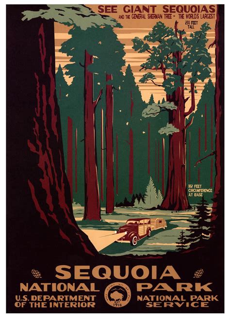 Vintage Travel Poster Sequoia National Park Classic Canvas Paintings ...