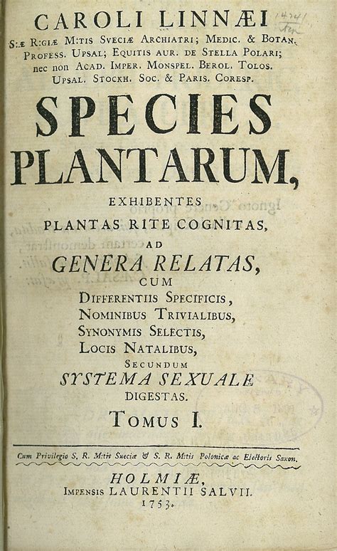 Species Plantarum - Title Page