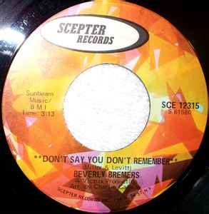 Beverly Bremers – Don't Say You Don't Remember (1971, Vinyl) - Discogs