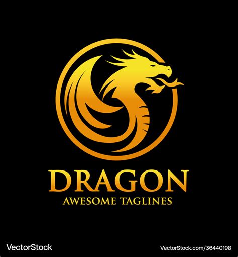 Golden dragon circle logo design Royalty Free Vector Image