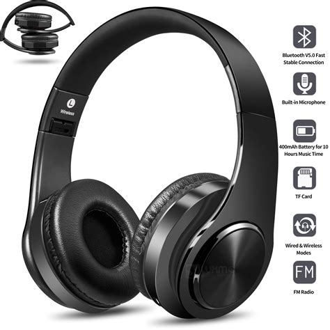 Bluetooth Headphones Over Ear, Hi-Fi Stereo Wireless Foldable Headset with Soft Memory-Protein ...