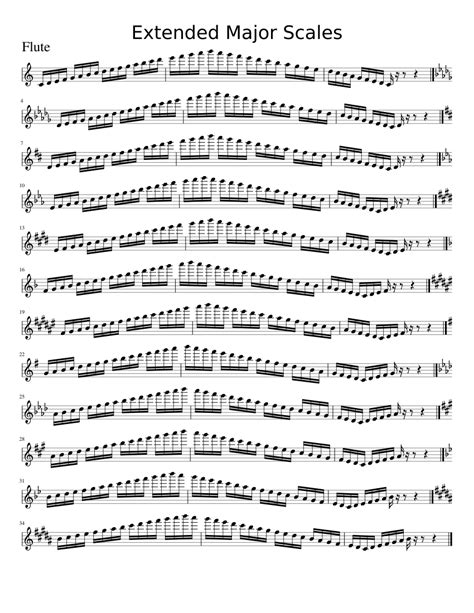 Flute Extended Major Scales sheet music for Piano download free in PDF ...