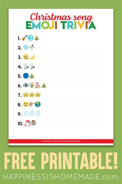 Christmas Song Emoji Game Printable