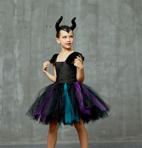 Girls Evil Queen Costume Halloween Tulle Tutu Dress | Unilovers