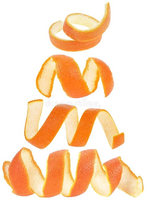 Collection of Orange Fruit Peel Over White Background. Fresh Orange Zest Stock Photo - Image of ...