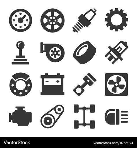 Car parts icons set on white background Royalty Free Vector