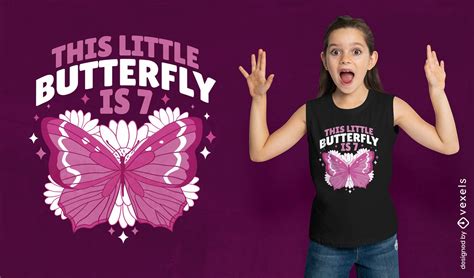 7th Birthday Butterfly T-shirt Design Vector Download