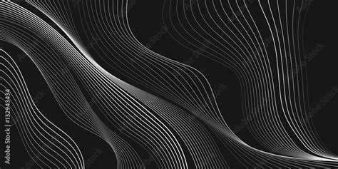 Black and white background, waves of lines, abstract wallpaper, vector ...