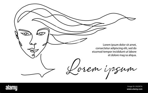 Woman hair one line art. Hairdressers, signboard, banner, shop sign design. Girl, woman,female ...