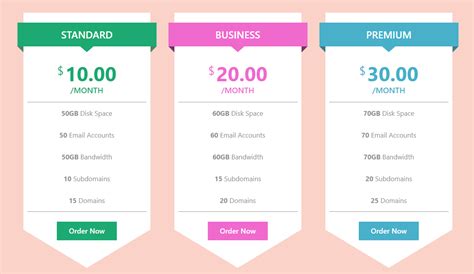 Pricing table template free download - GoSnippets