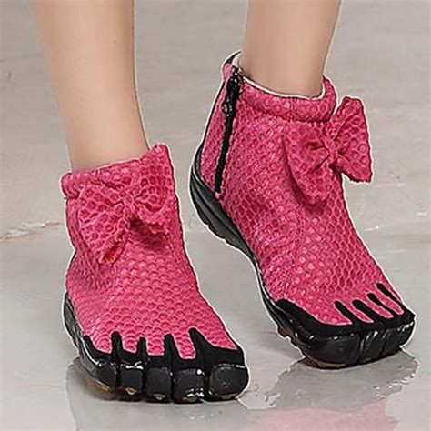 Women's Rose Red Five Finger Boots Mesh Five Toe Shoes - KK FIVE FINGERS