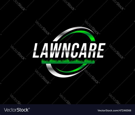 Black silver green lawn care business logo design Vector Image