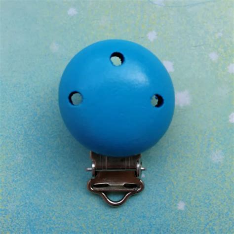 25PCS Sky Blue Color Natural Wood Baby Dummy Holder Clips-in Pacifier ...