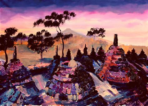 Borobudur Oil Painting, Java, Indonesia Art - ID: 112991 - Art Abyss