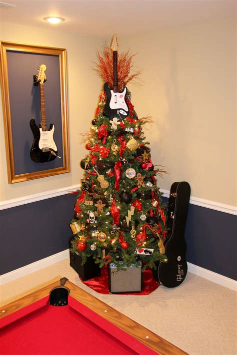 Rock N Roll Christmas Tree Tatted gingerbread man, Fender, guitar picks ...