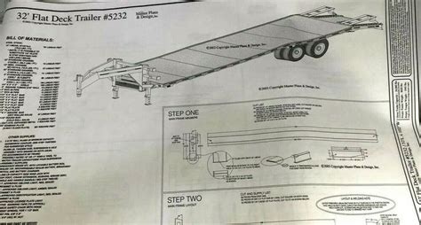 32 'x 102" Gooseneck Flat Deck Trailer Plans Blueprints, Model 5232 #MasterPlansDesign | Trailer ...