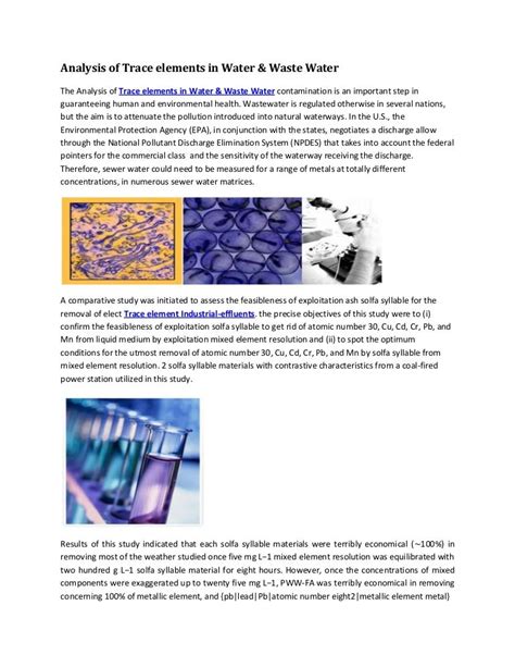 Analysis of trace elements in water and waste water