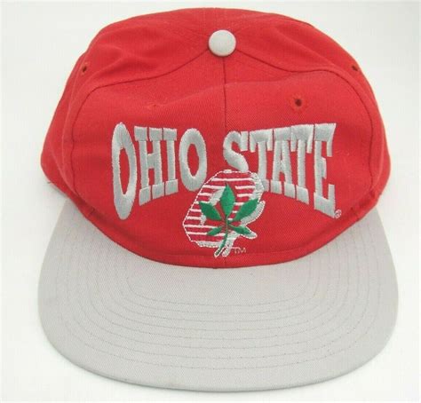 Ohio State University Buckeyes Hat Cap Red Gray Bill Embroidered Logo ...