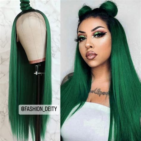 22” Green Ombre Straight Lace Front Wig *New* Arrives New Human ...