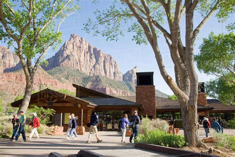 UT, Zion National Park, Zion Canyon Visitor Center, the Watchman in the ...