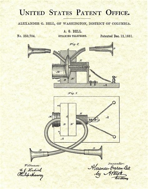 Patent 1881 Telephone - Alexander Graham Bell Invention - Speaking Telephone - Art Print ...