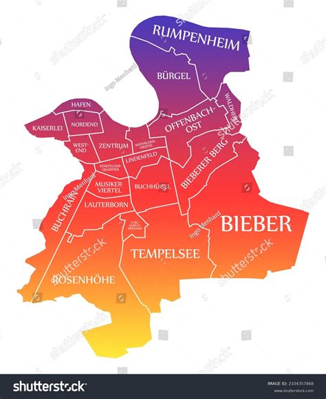 Offenbach City Map Germany De Labelled Stock Illustration 2104357868