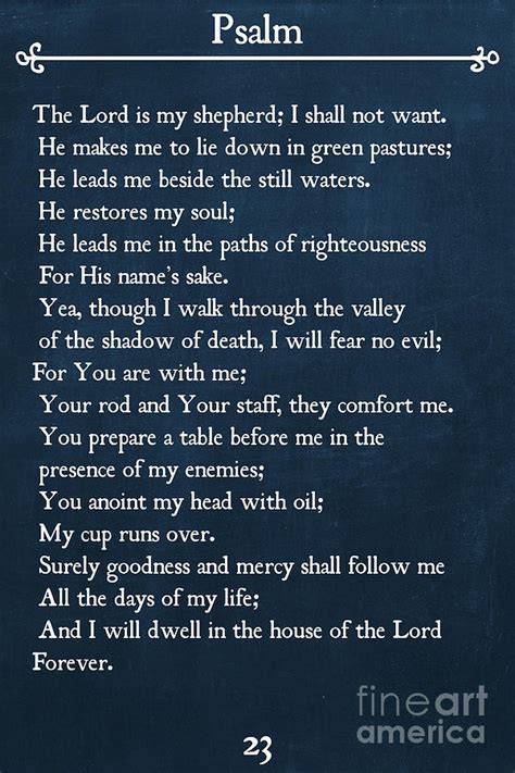 Psalm 23-Bible Verse Wall Art Collection Painting by Mark Lawrence