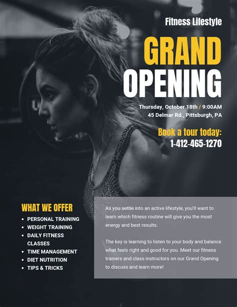 Gym Grand Opening Poster Flyer Template - Venngage | Event poster ...