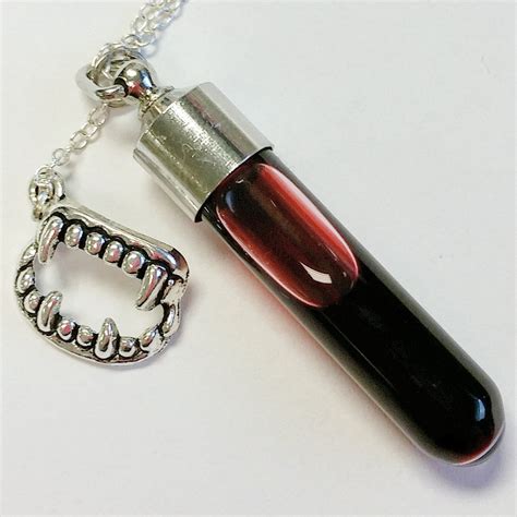 Vial of Blood Necklace with Fang Charm