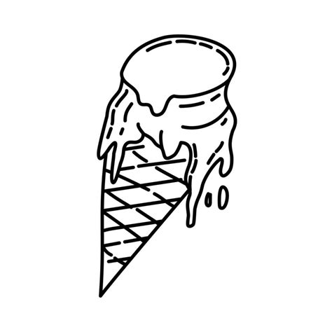 Melted Ice Cream Icon. Doodle Hand Drawn or Outline Icon Style 1976739 ...