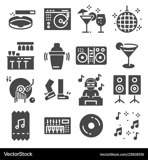 Disco club or night club icons Royalty Free Vector Image