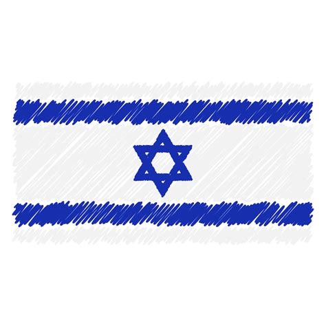 Premium Vector | Hand drawn national flag of israel isolated on a white ...