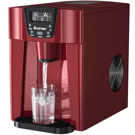 Costway 2 In 1 Ice Maker Water Dispenser Countertop 36Lbs/24H LCD Display Portable Red | Walmart ...