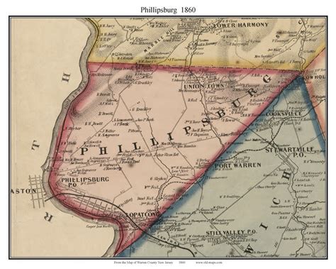 Phillipsburg 1860 Old Town Map Custom Print Uniontown Lopatcong New ...