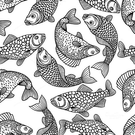 Patterns with decorative fish. | Fish illustration, Fish background ...